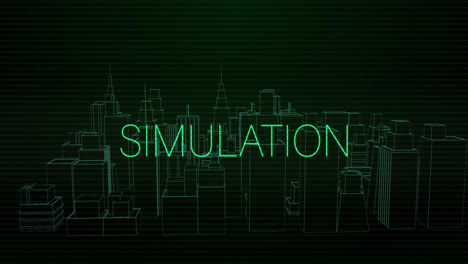 animation of simulation text over digital city