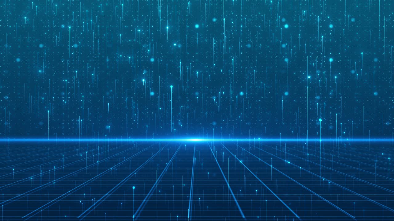 Digital cyberspace particles data network connections glowing grid big data cyberspace glitter