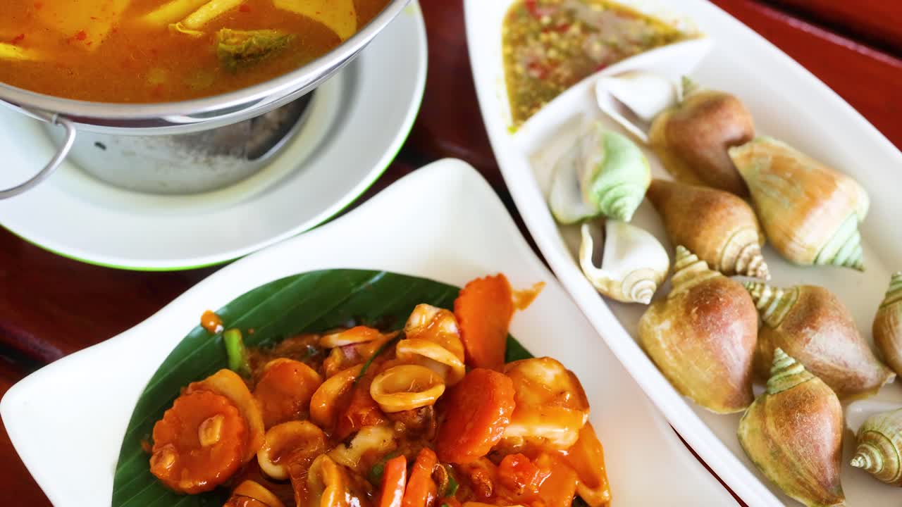 식당 에서 제공 되는 맛있는 해산물 요리