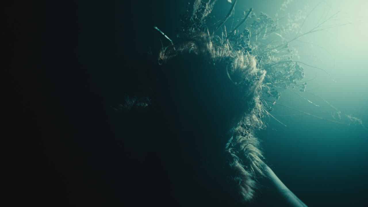 A creepy witch during the night storm