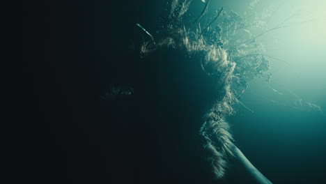 A creepy witch during the night storm