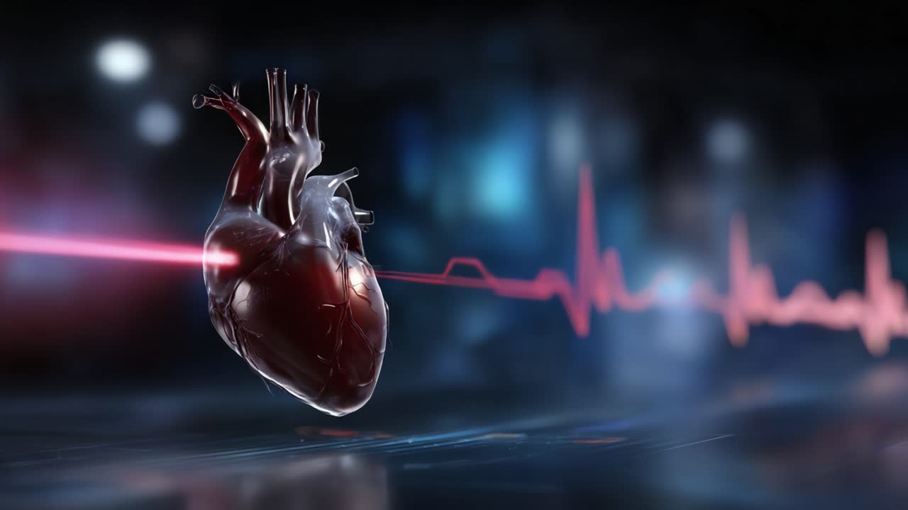 A captivating visual representation of a human heart amidst a dynamic electrocardiogram line, symbolizing life, health, and the intricate workings of the circulatory system