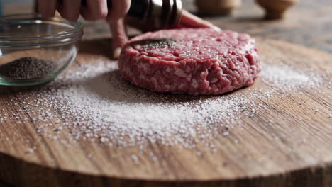 preparing a homemade hamburger patty