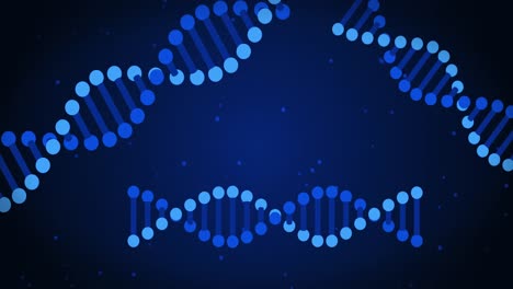 animación de cadenas de adn sobre un fondo azul