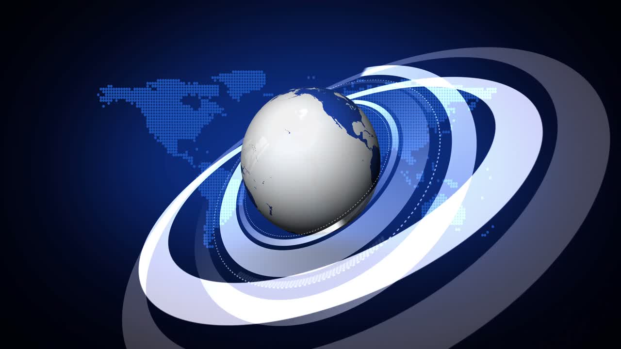 la tierra girando sobre el fondo azul del mapa