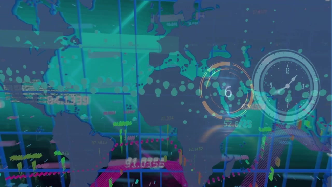 Animation of data processing over world map