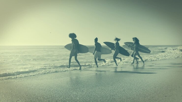 Retro VHS, Surfing on the Beach and fresh title design