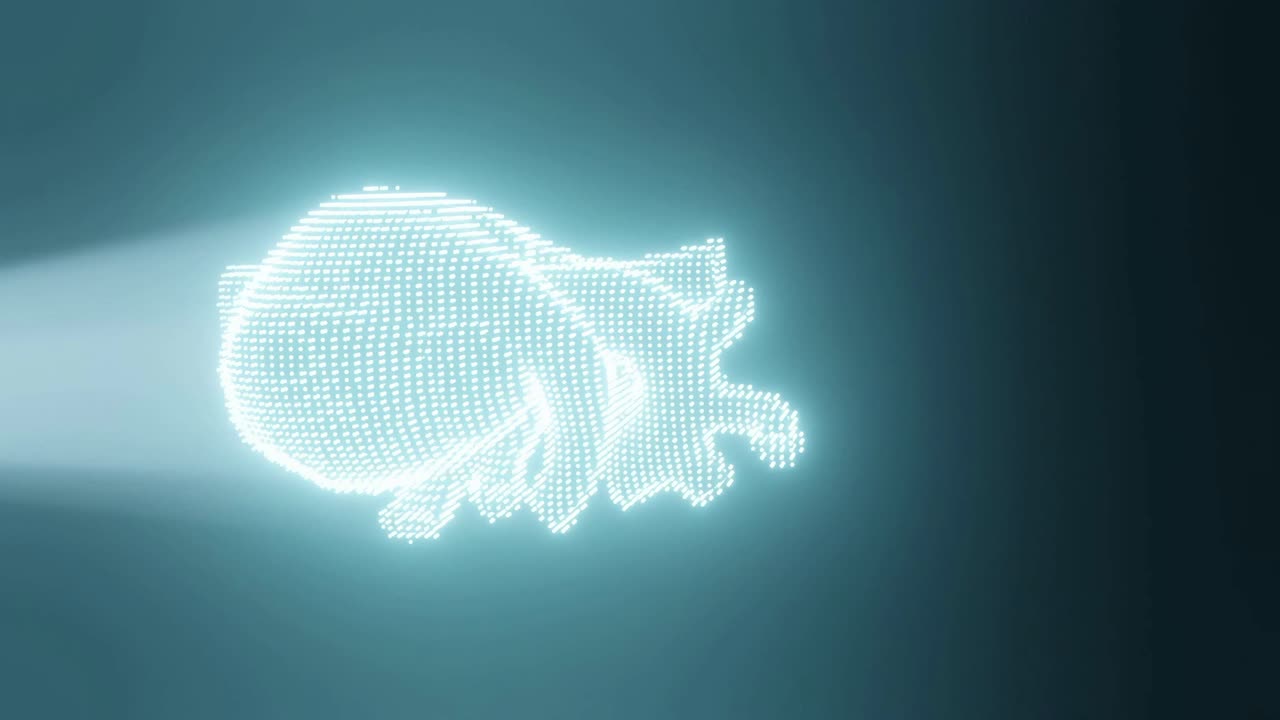 어두운 배경에 대해 회전하는 3d 심장 애니메이션의 홀로그래픽 수직 이미지