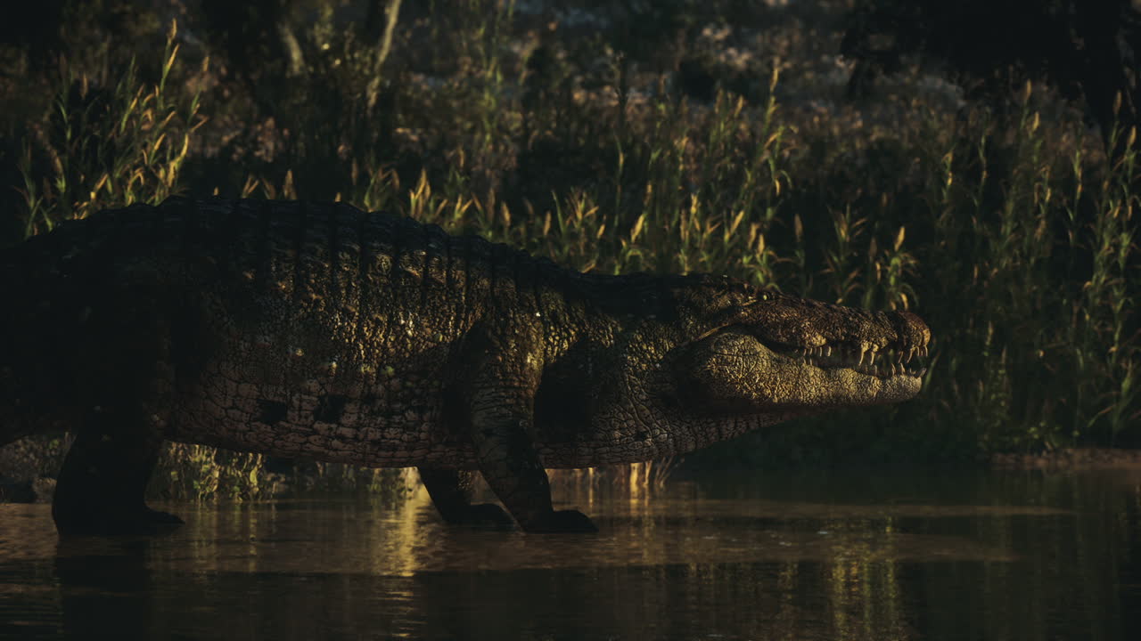gran cocodrilo en un entorno pantanoso