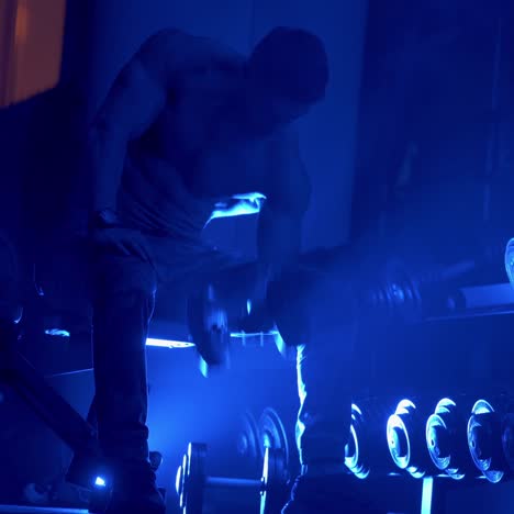 working out with dumbbells