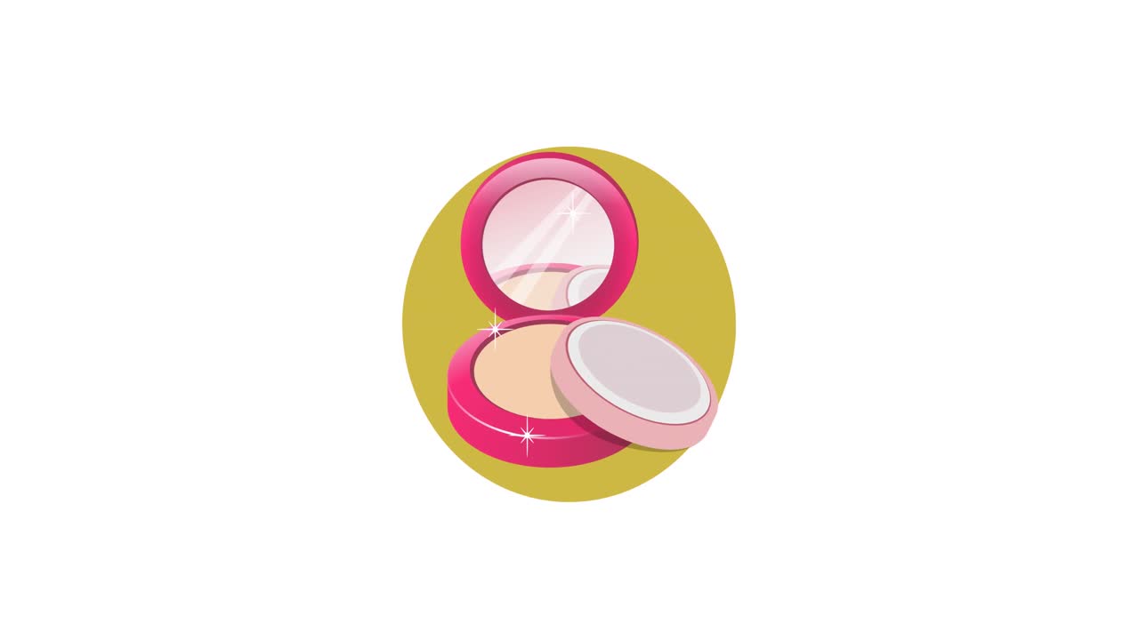 Animation of make-up powder on white backgroud