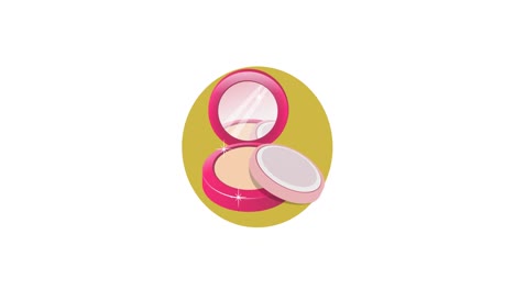 animación de polvo de maquillaje sobre un fondo blanco