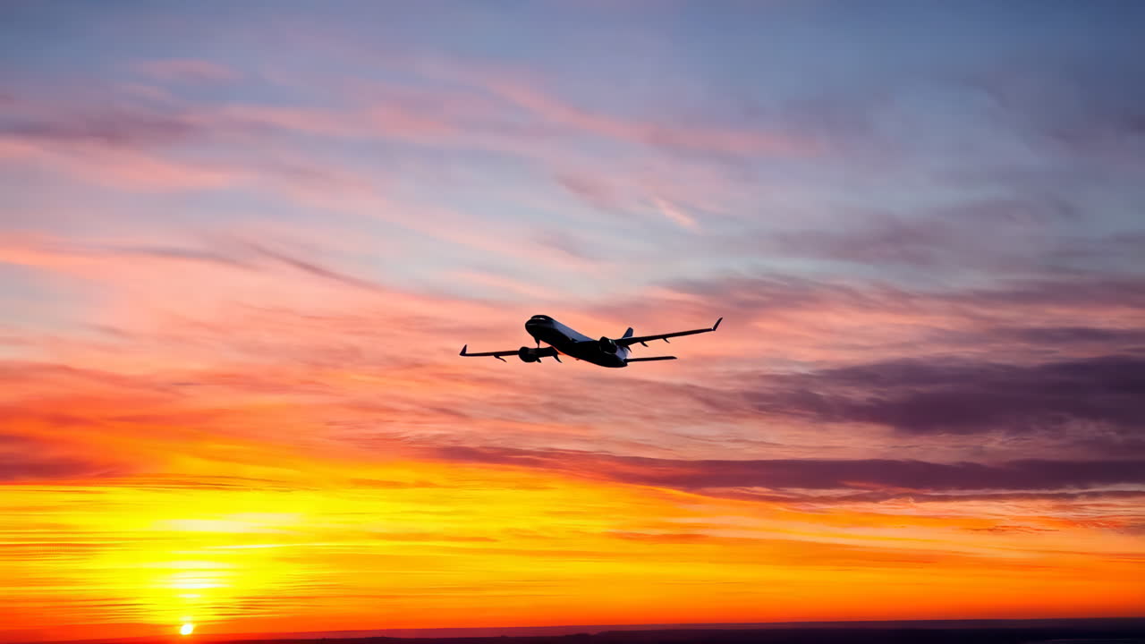 Flysilhuet ved solnedgang/solopgang