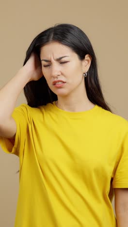 woman displaying expressions of confusion, contemplation, and skepticism