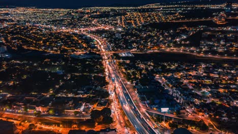 hyperlapse at night of a big city, mexico, drone 4k