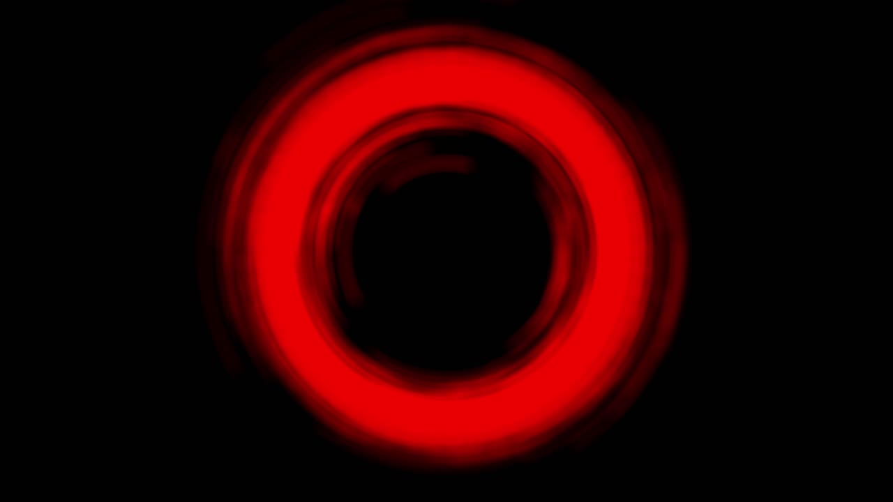 Soft, glowing red ring of light pulses and shifts on black background. Abstract visual for energy, meditation, science, or technology concepts. Seamlessly looped visual effect VFX with copy space
