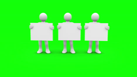 white characters showing blank signs on green screen