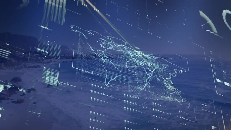 Animation of data processing over sea