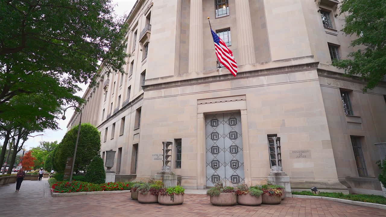 Exterior View of the U.S. Department of Justice Building in Washington, D.C.
