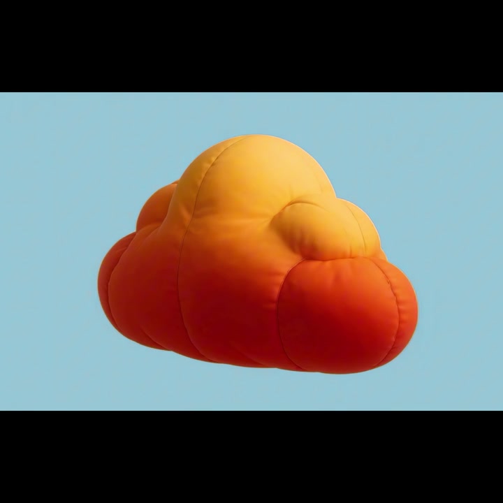3D Animated Gradient Cloud Floating on Blue Background