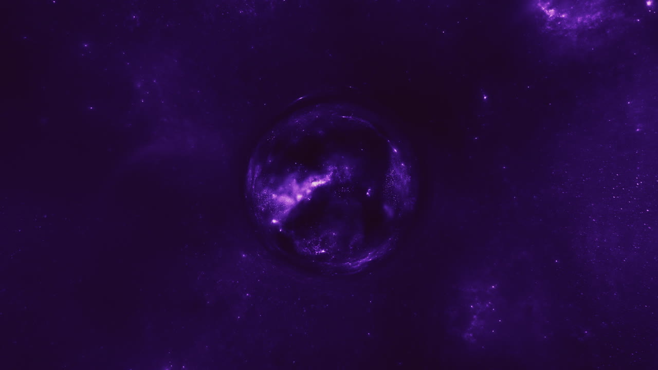 Et gigantisk violet ormehul krummer rummet omkring sig