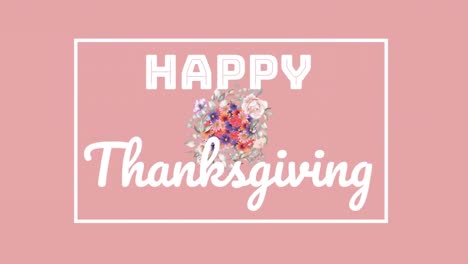 Animation-of-happy-thanksgiving-text-in-frame-over-floral-pattern