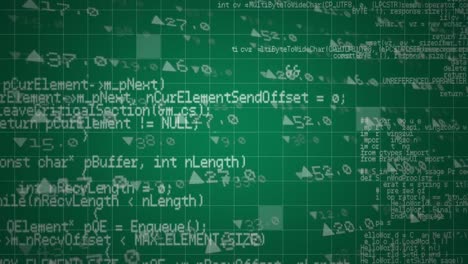 layers of data scrolling on green background