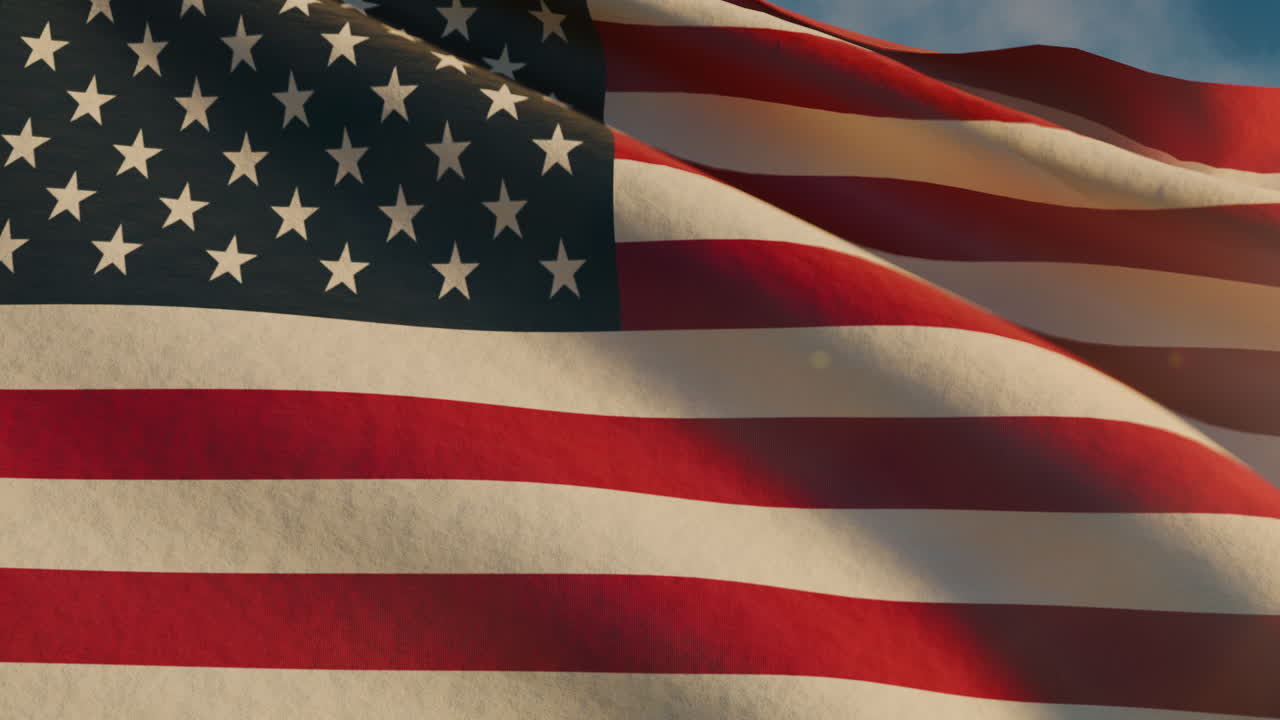 Amerikansk flagg som symbol på Memorial Day vaier som bakgrunn i fullskjerm.