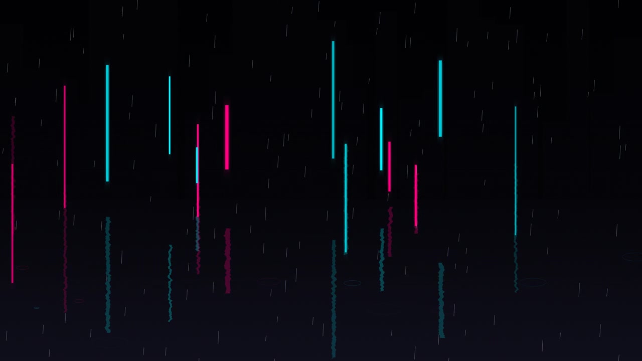 Abstract Digital Rain Animation with Neon Vertical Lines