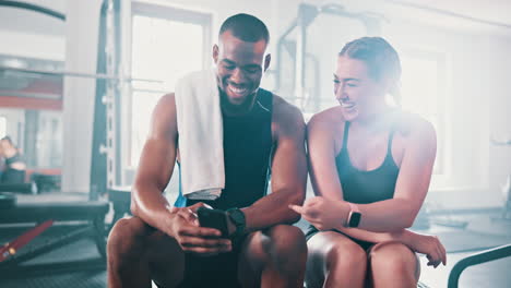 happy friends laughing in the gym