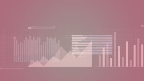 animación de múltiples gráficos, mapas y números cambiantes contra el fondo de gradiente