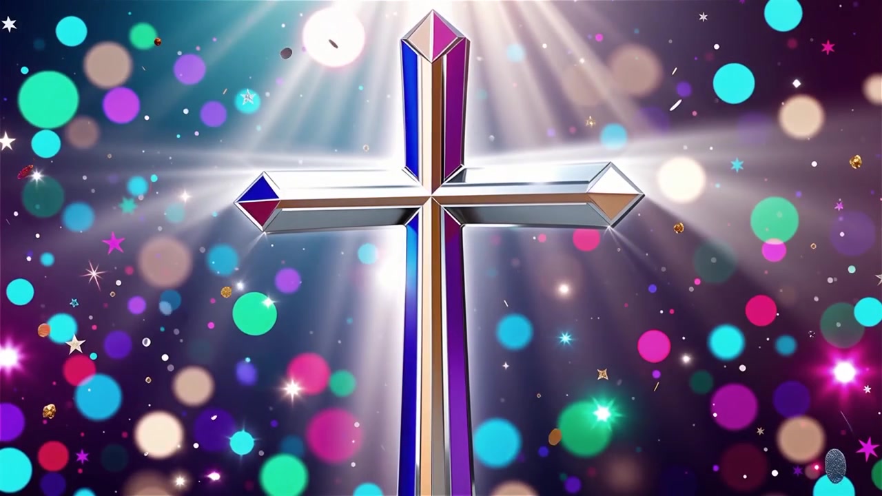 Cruz Cristã Luz Celestial Fundo de Adoração