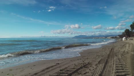 moving slowly at an empty beach