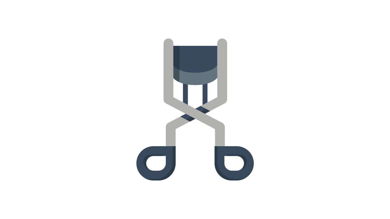 Animated Eyelash Curler Icon on White Background