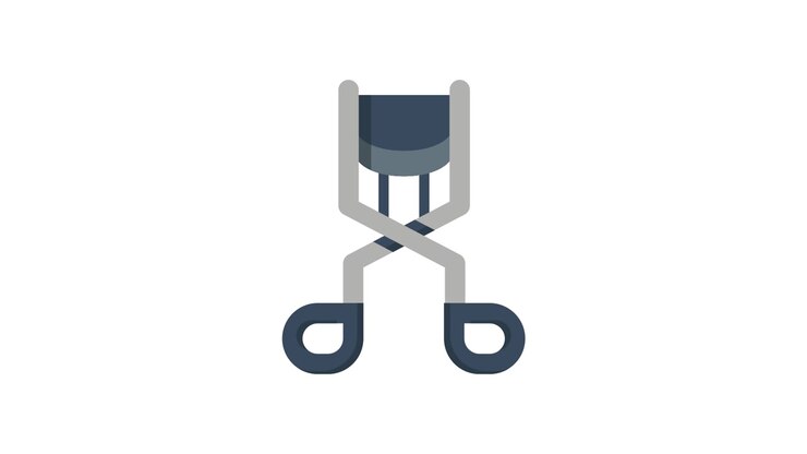 Animated Eyelash Curler Icon on White Background
