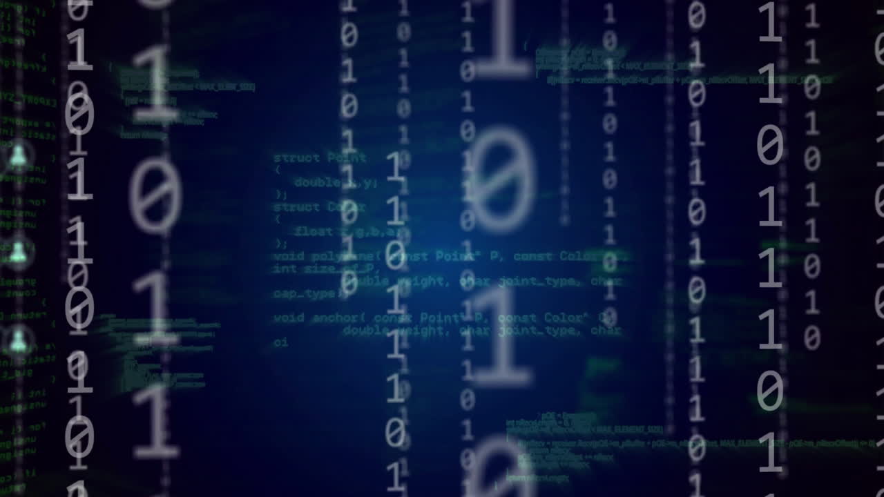 animación de capas móviles de procesamiento de datos y redes de personas en fondo oscuro