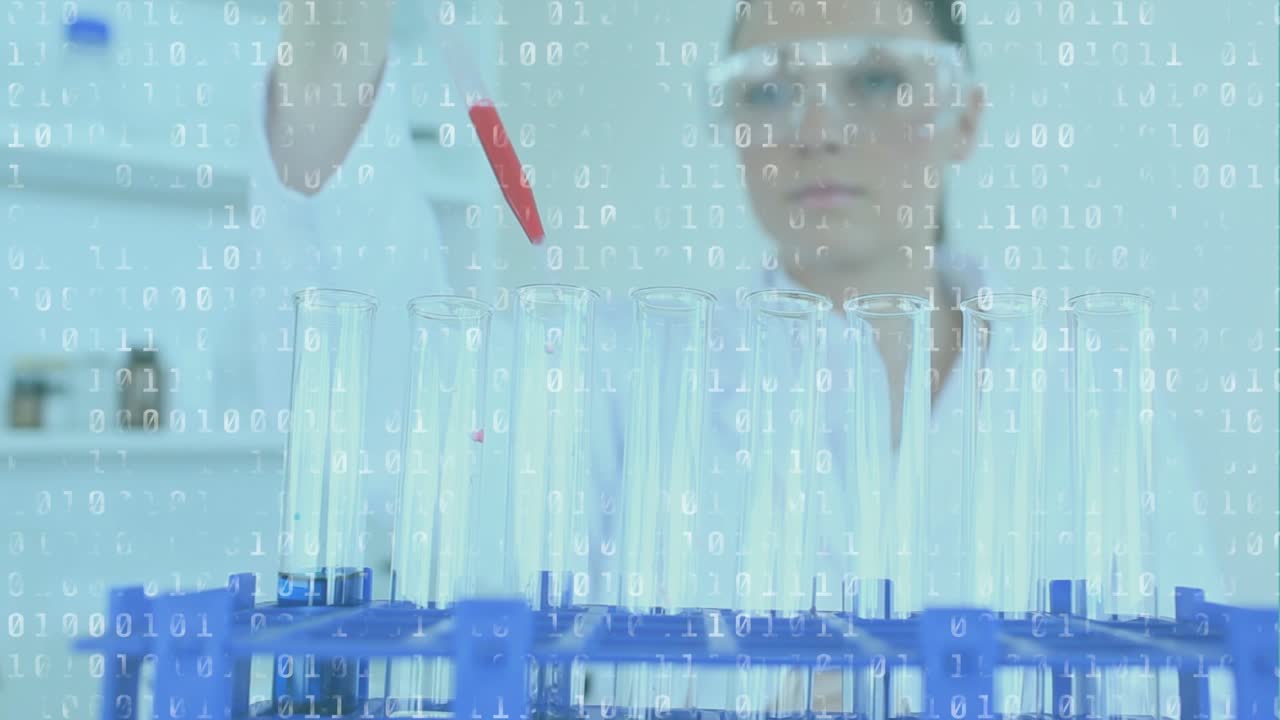 Animazione di elaborazione dati medici su microscopio