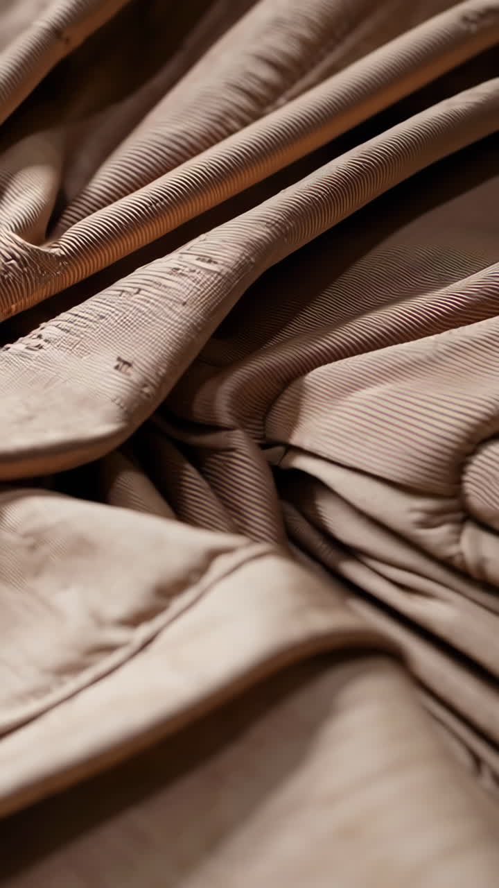 Close-up view of wrinkled, ribbed fabric