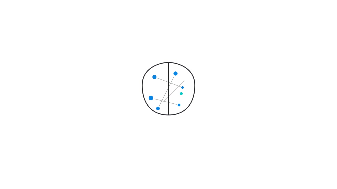 Animazione minimalista di linee geometriche e punti blu che formano un cerchio