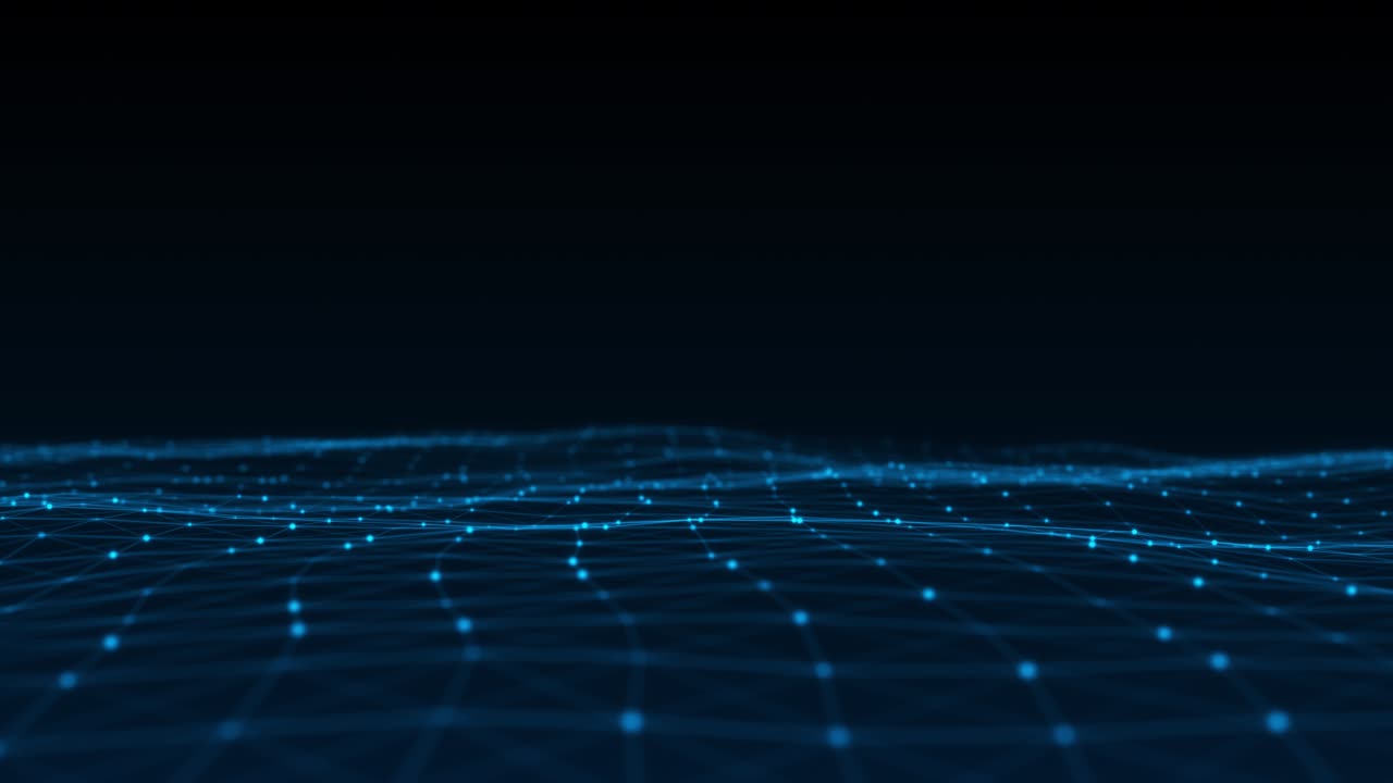 Dynamic plexus waves using glowing dots forming connected mesh lines digital terrain evokes