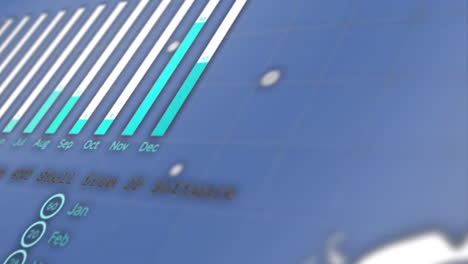 animación del procesamiento de datos financieros sobre un fondo azul