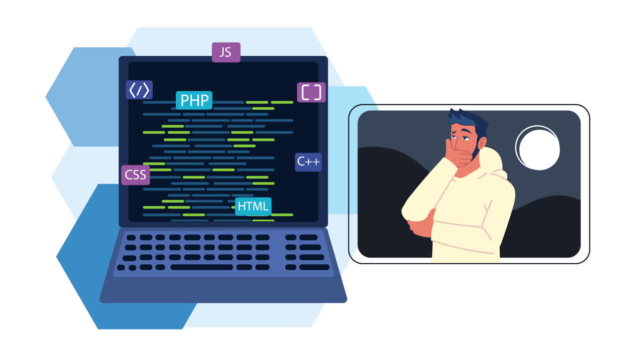 programmer in tablet and laptop