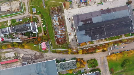 Top-view-industrial-buildings-on-factory-area.-Aerial-view-industrial-buildings