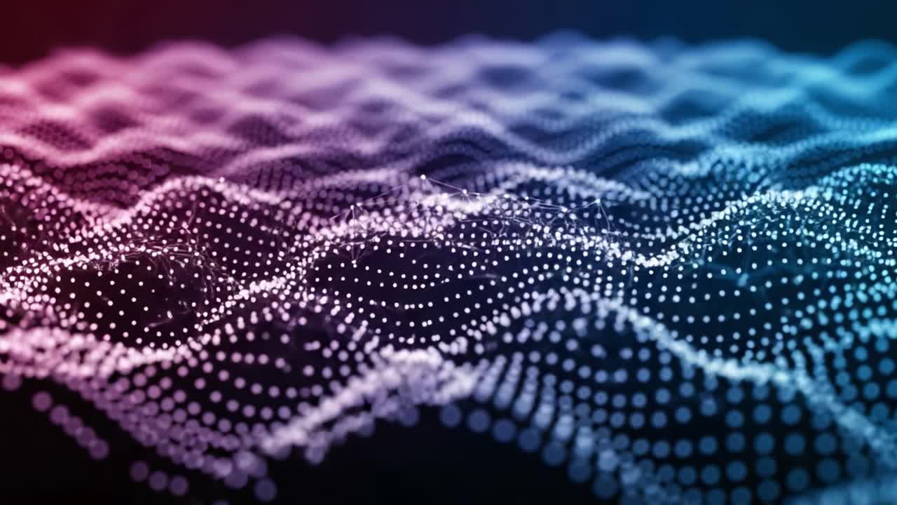 A Captivating Visualization of Moving Waves of Light and Dots, Depicting an Abstract Representation of Data and Patterns in a Digital Space