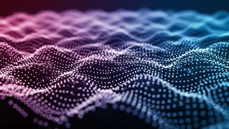 a captivating visualization of moving waves of light and dots, depicting an abstract representation of data and patterns in a digital space
