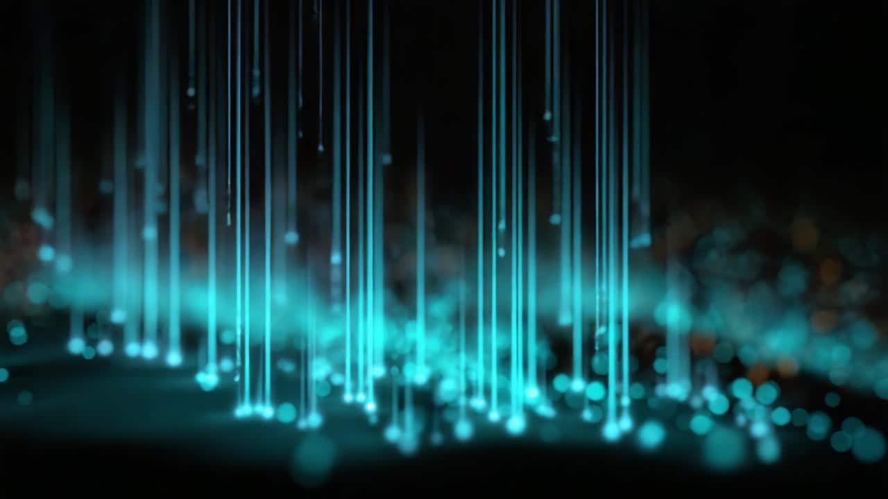 Dynamic Flow of Luminescent Particles: A Visual Journey Through Ethereal Light and Color, Capturing the Essence of Motion and Energy in a Hypnotic Atmosphere