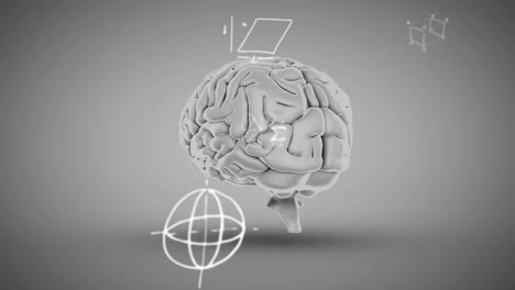 animación de ecuaciones matemáticas sobre el cerebro