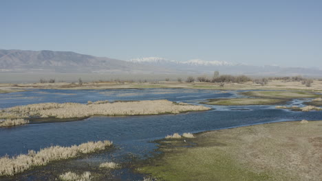 powell slough wetlands during utah's dry season - aerial