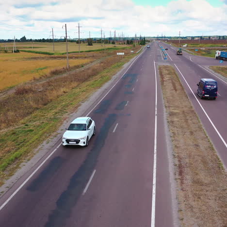 vinnitsa, ukraine - september 2019: aerial view of audi e-tron first all-electric suv. presentation of a new car model