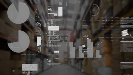 animación del procesamiento de datos sobre el almacén